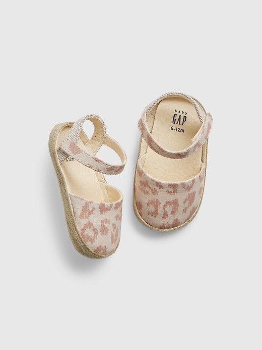 1 of 8 showing, with the color oyster of product Baby Leopard Print Espadrille Sandals