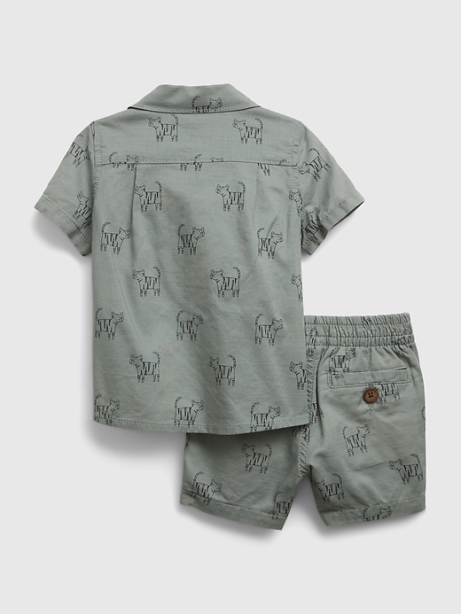 2 of 8 showing, with the color sage of product Baby Critter Graphic Outfit Set