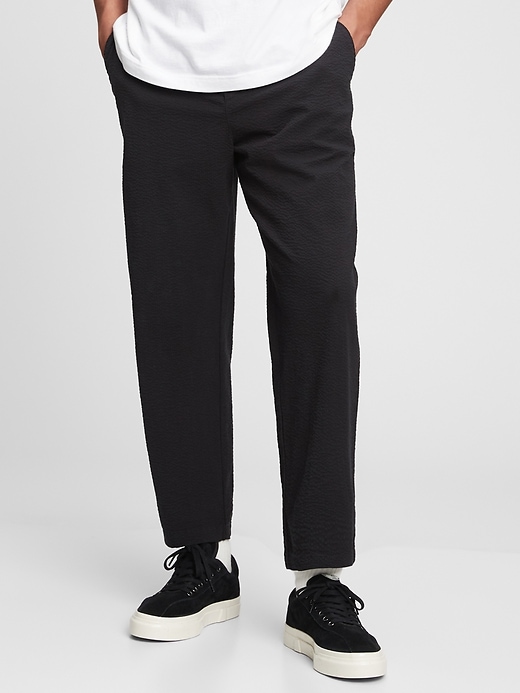 Image number 1 showing, Relaxed Seersucker Taper E-Waist Pants with GapFlex