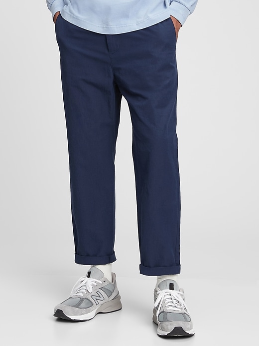 1 of 8 showing, with the color true indigo blue of product Relaxed Taper E-Waist Pants with GapFlex