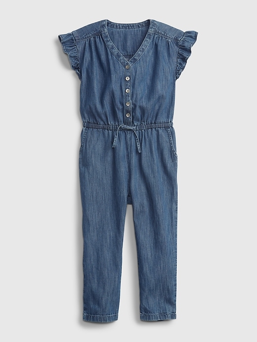 1 of 8 showing, with the color medium wash of product Toddler V-Neck Jumpsuit