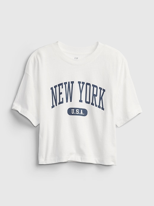 2 of 8 showing, with the color new off white of product Teen Graphic Boxy Crop T-Shirt