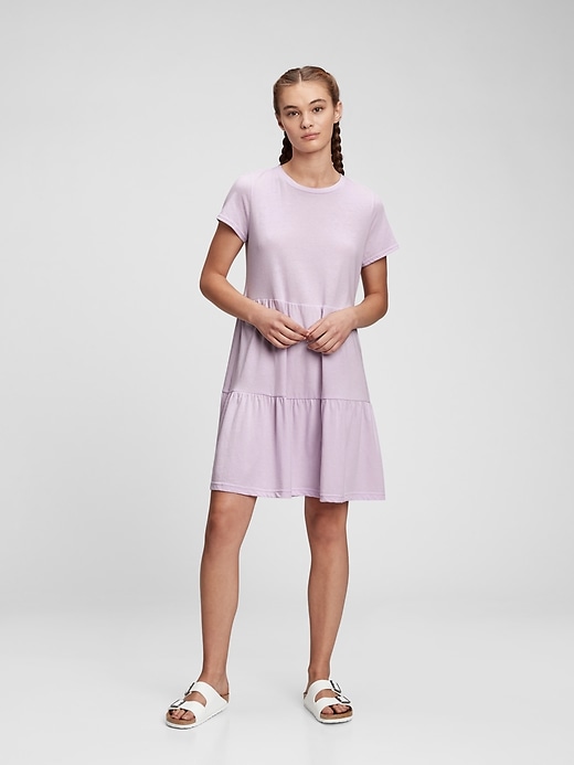 1 of 8 showing, with the color purple lilac of product Tiered Dress