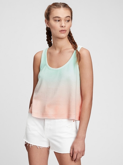 1 of 8 showing, with the color blue ombre of product Towel Terry Scoopneck Tank Top