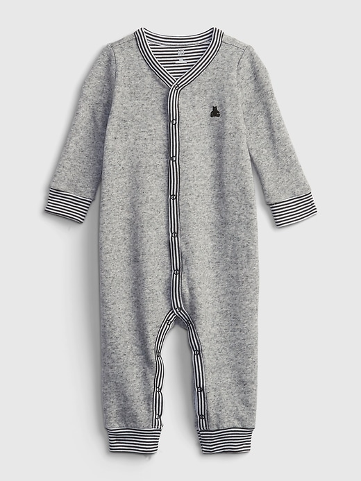 1 of 8 showing, with the color dark grey of product Baby Brannan Bear Fleece One-Piece