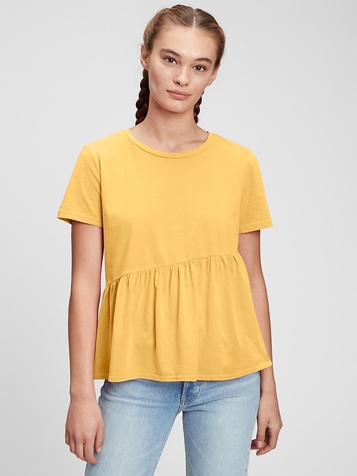 Gap Women's Asymmetrical Peplum Hem T-Shirt (French Almond Yellow)