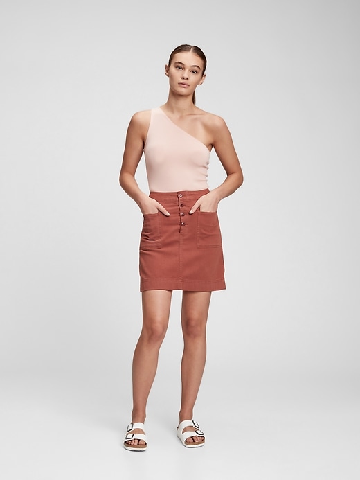 1 of 8 showing, with the color burnt russet red of product Utility Mini Skirt