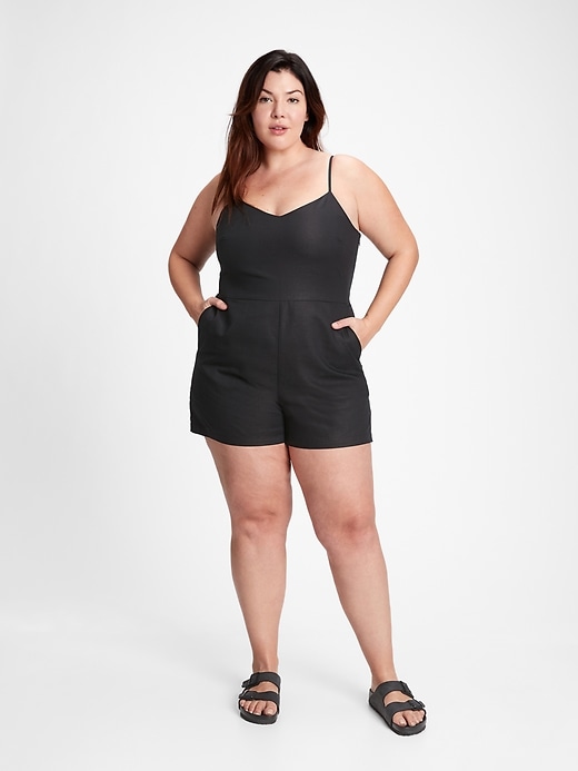 1 of 8 showing, with the color true black of product Cami Romper