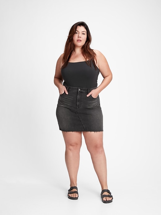 1 of 8 showing, with the color black wash of product Denim Mini Skirt with Washwell