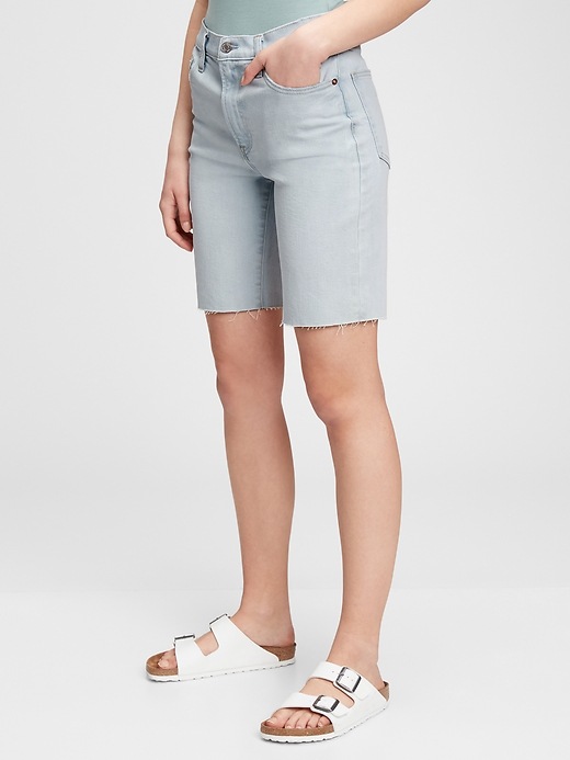 Image number 4 showing, Mid Rise Denim Bermuda Shorts with Washwell