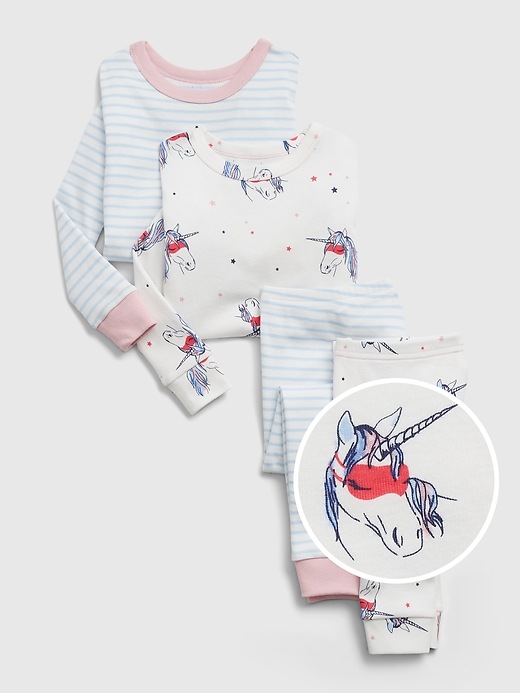 1 of 8 showing, with the color multi of product babyGap 100% Organic Cotton Unicorn Graphic PJ Set (2-Pack)