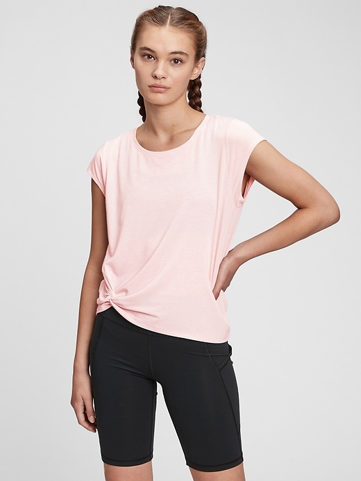 1 of 8 showing, with the color misty rose pink of product GapFit Breathe Side-Twist T-Shirt