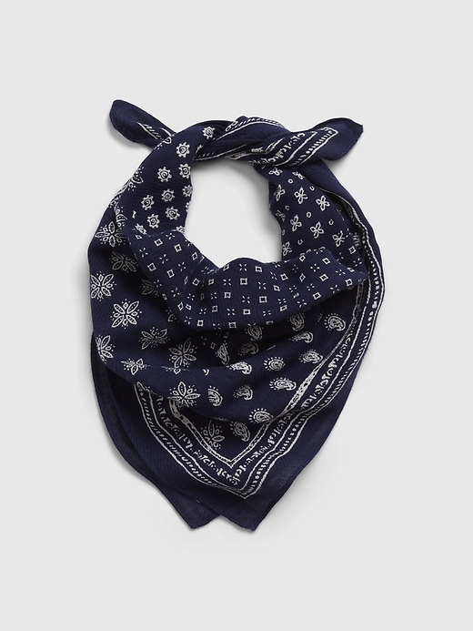 1 of 8 showing, with the color navy blue print of product 100% Organic Cotton Print Bandana