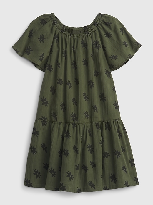 1 of 8 showing, with the color green floral print of product Kids Tiered Floral Dress