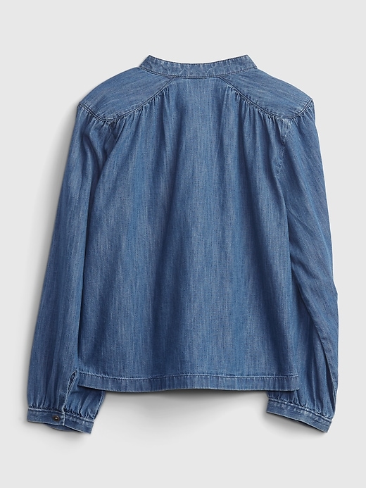Image number 3 showing, Kids Organic Cotton Shirred Denim Top