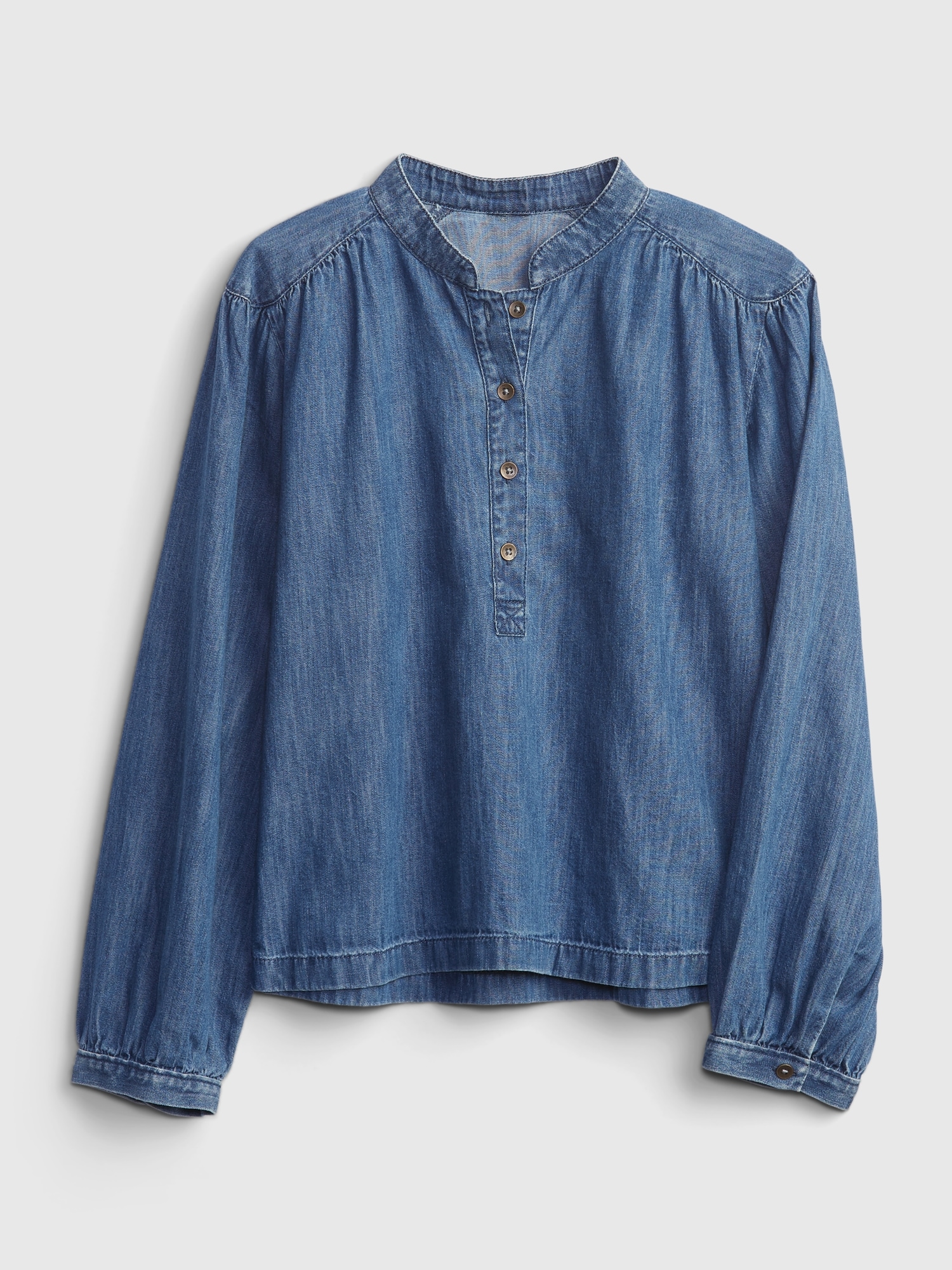 Kids Organic Cotton Shirred Denim Top