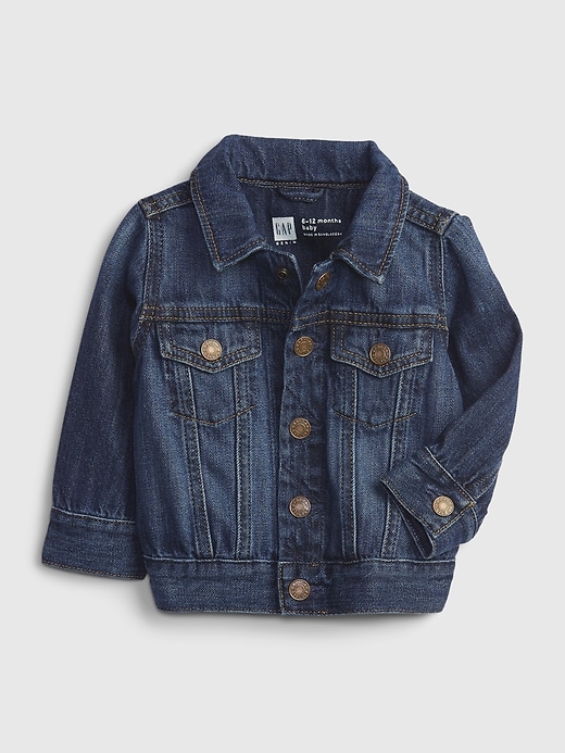 1 of 8 showing, with the color dark wash of product Baby Organic Cotton Denim Jacket