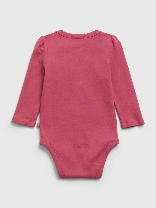 2 of 8 showing, with the color raspberry glaze of product 100% Organic Cotton Baby Long Sleeve Bodysuit (3-Pack)