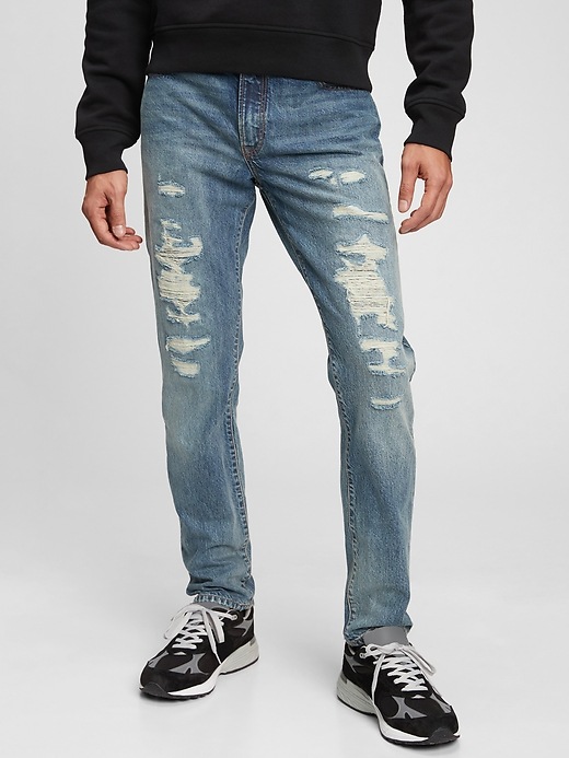 Gap Mid Rise Destructed Slim Jeans with Washwell
