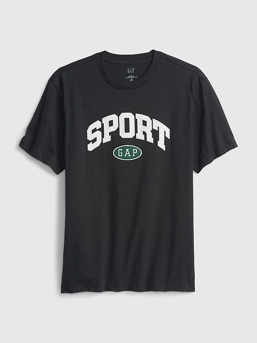 1 of 8 showing, with the color black moonless night of product 100% Organic Cotton Gap Sports Logo T-Shirt
