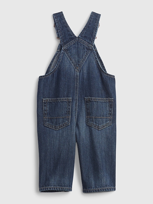 2 of 8 showing, with the color dark wash of product Baby 100% Organic Cotton Denim Overalls with Washwell