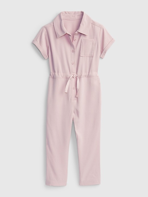 1 of 8 showing, with the color lilac cloud purple of product Toddler Utility Jumpsuit
