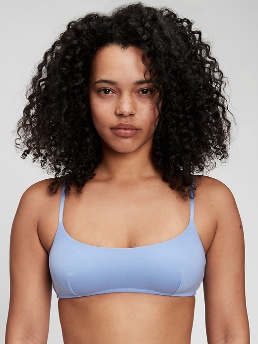 1 of 8 showing, with the color hyacinth blue of product Organic Cotton Scoopneck Bralette