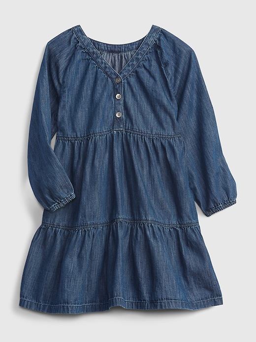 1 of 8 showing, with the color medium wash of product Toddler 100% Organic Cotton Denim Dress