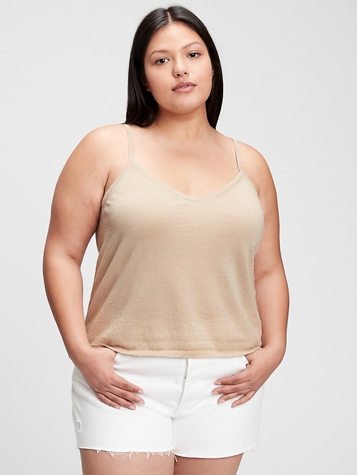 1 of 8 showing, with the color beige wheat of product Linen Tank Top