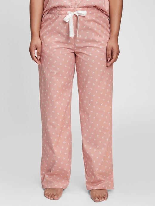 1 of 8 showing, with the color willow pink palm print of product Adult Poplin Pajama Pants