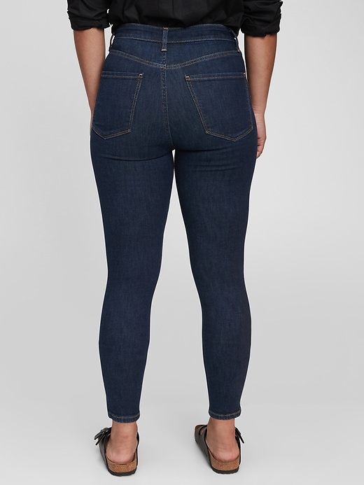 2 of 8 showing, with the color dark indigo of product Sky High Rise Universal Jeggings