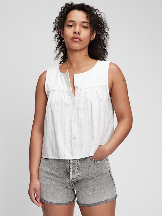 Image number 1 showing, Sleeveless Button-Front Top
