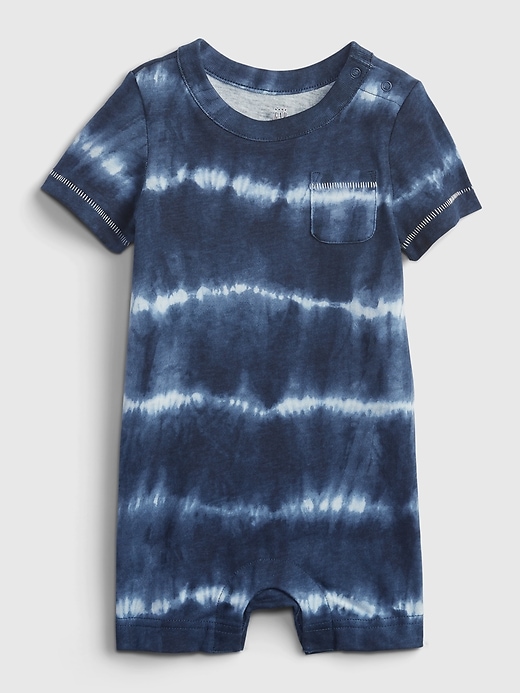 1 of 8 showing, with the color elysian blue of product Baby Tie-Dye Shorty One-Piece