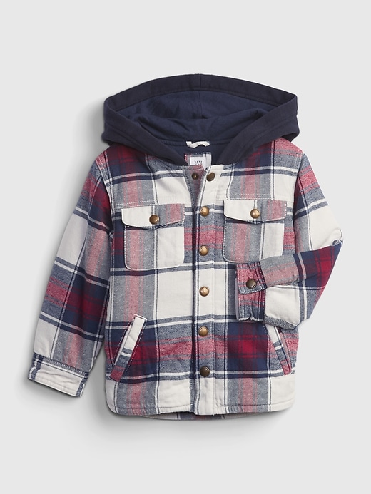 1 of 8 showing, with the color elysian blue of product Toddler 100% Organic Cotton Shirt Jacket