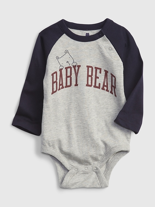 1 of 8 showing, with the color light heather gray of product Baby 100% Organic Cotton Mix and Match Graphic Bodysuit