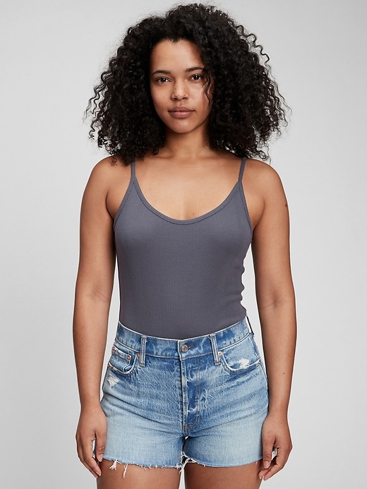 1 of 8 showing, with the color equinox blue of product Ribbed Bodysuit
