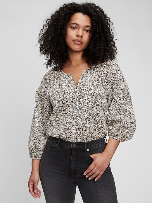 Image number 1 showing, Print Three-Quarter Sleeve Top