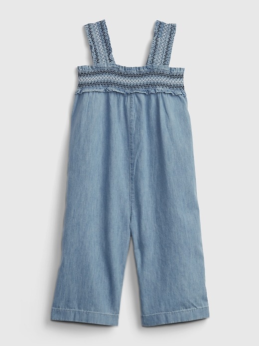 Image number 1 showing, Toddler Embroidered Denim Jumpsuit