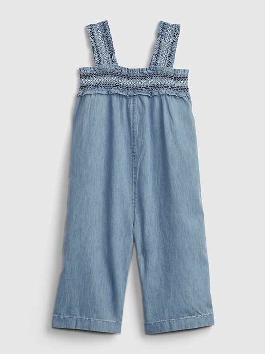 1 of 8 showing, with the color medium wash of product Toddler Embroidered Denim Jumpsuit