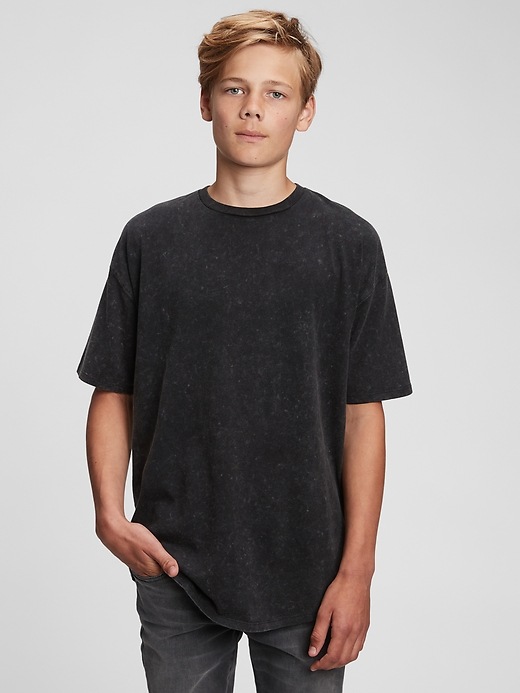 1 of 8 showing, with the color true black of product Teen 100% Organic Cotton Oversized T-Shirt