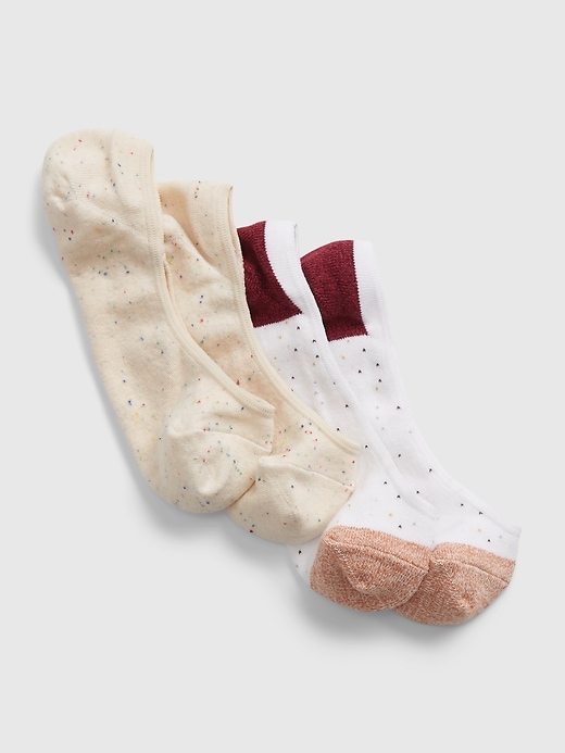 1 of 8 showing, with the color red burgundy & off white print of product No-Show Socks (2-Pack)