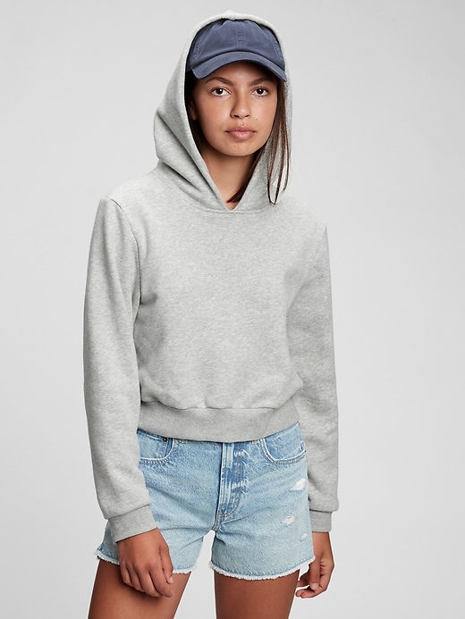 1 of 8 showing, with the color light heather gray of product Teen Cropped Hoodie