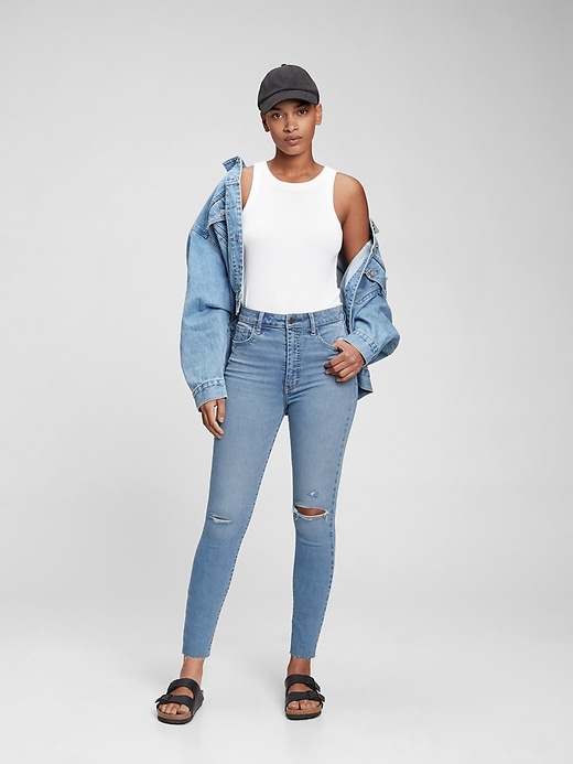 1 of 8 showing, with the color medium destroy of product Sky High Rise Universal Jegging