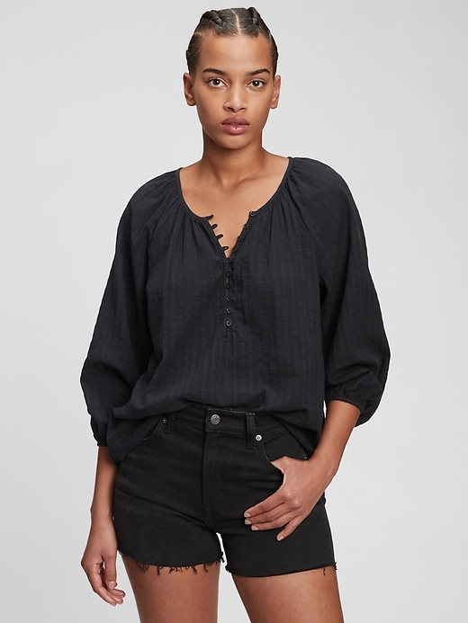 Image number 9 showing, Three-Quarter Sleeve Button-Front Top