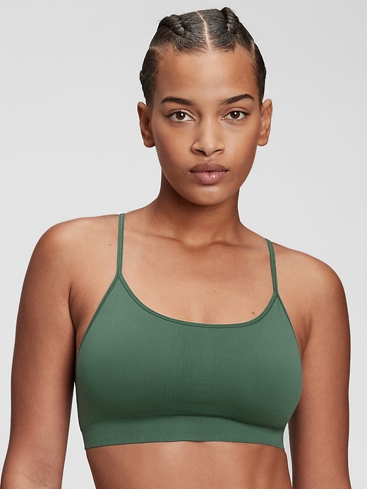1 of 8 showing, with the color bistro green of product Seamless Racerback Bralette