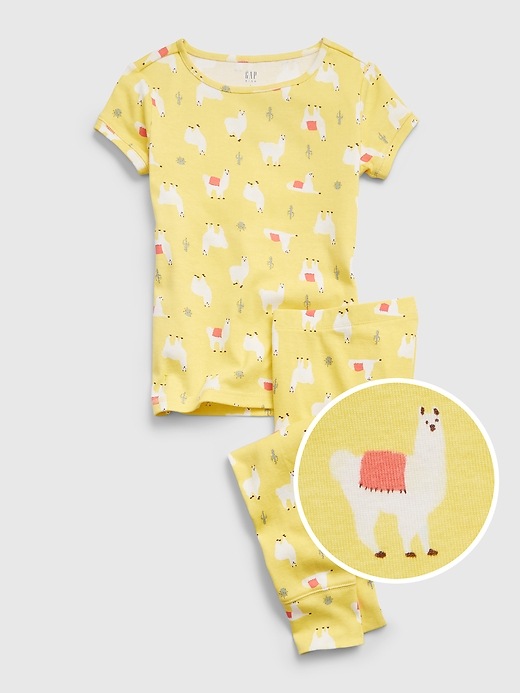 Image number 1 showing, Kids 100% Organic Cotton Llama Graphic PJ Set