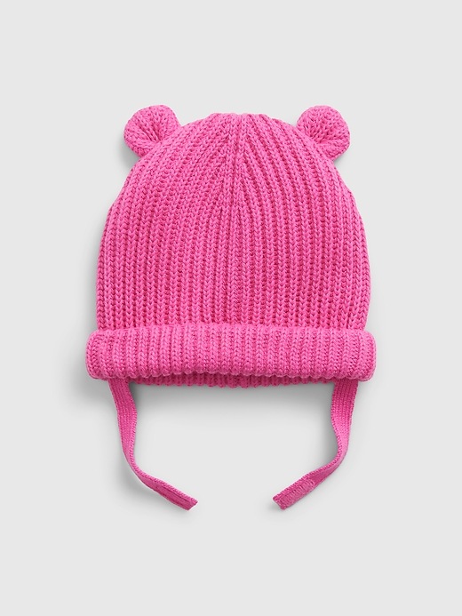 1 of 8 showing, with the color happy pink of product Baby Bear Beanie