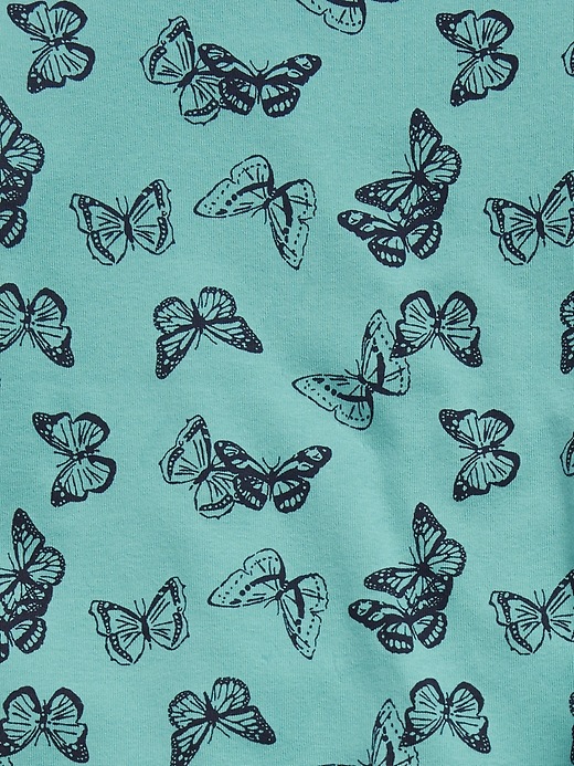 2 of 8 showing, with the color frostbitten blue of product Kids 100% Organic Cotton Butterfly Graphic PJ Set