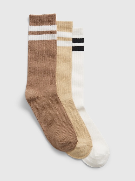 1 of 8 showing, with the color brown of product Kids Organic Cotton Crew Socks (3-Pack)