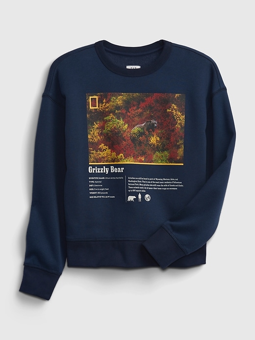 Image number 1 showing, GapKids &#124 National Geographic Grizzly Bear Crewneck Sweatshirt